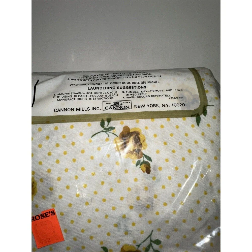 Vintage Set Cannon Monticello Full Fitted Sheet Rose Dream 266 Yellow NEW
